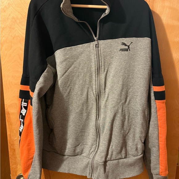 Puma Full Zip Track Jacket Grey Black Orange Men’s XL - Picture 1 of 3